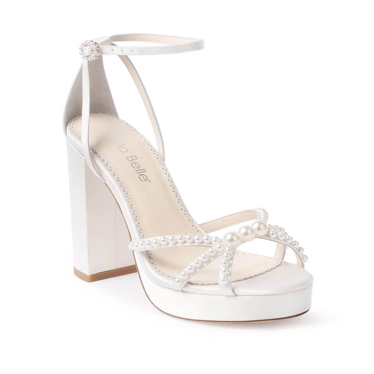 Lola - Platform Pearl Open Toe Block Heel Sandal