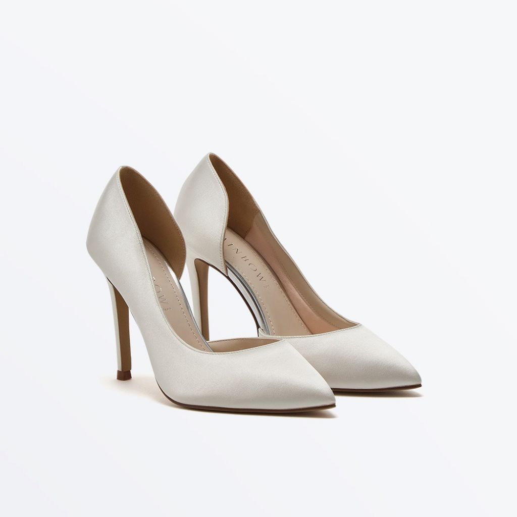 Camila - Ivory Satin Stiletto Heel Wedding Courts