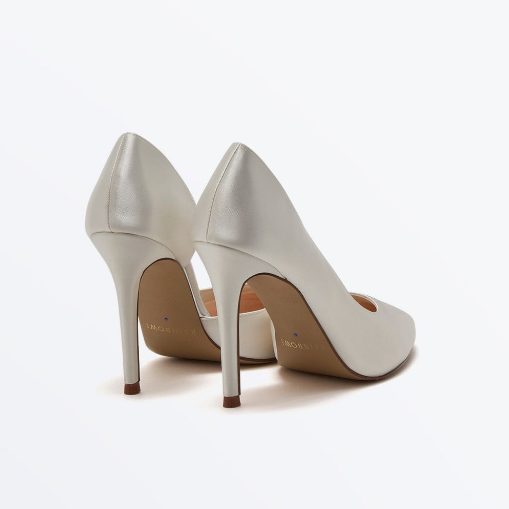 Camila - Ivory Satin Stiletto Heel Wedding Courts