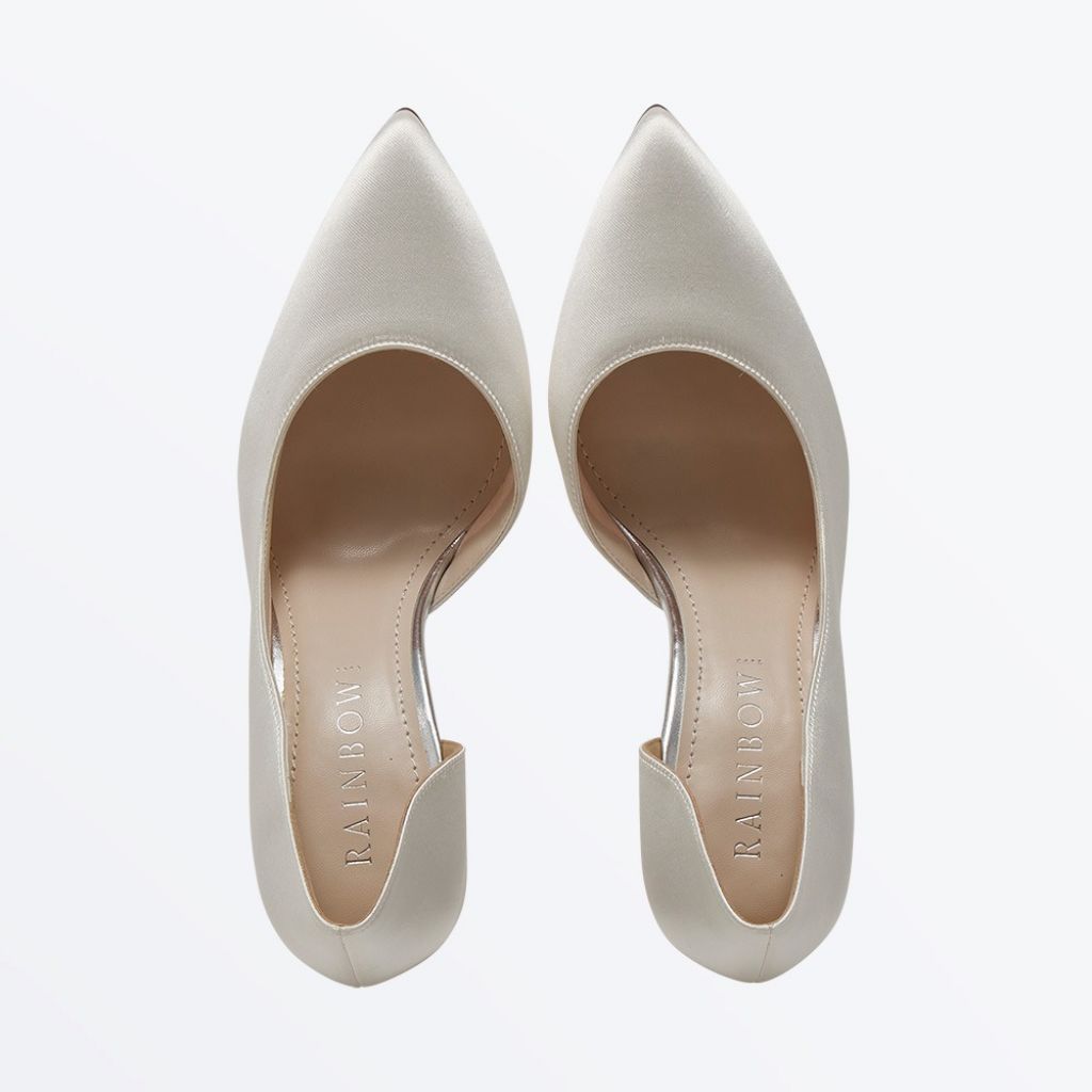 Camila - Ivory Satin Stiletto Heel Wedding Courts