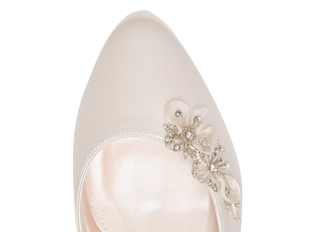 Clemmie - Ivory Embellished Wedding Flats