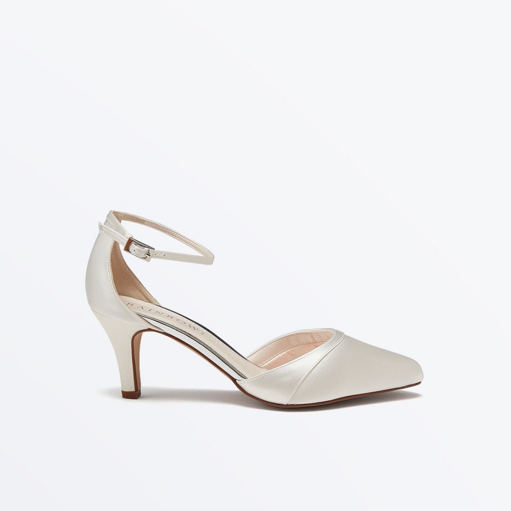 Harper - Ivory Satin Ankle Strap Wedding Shoes