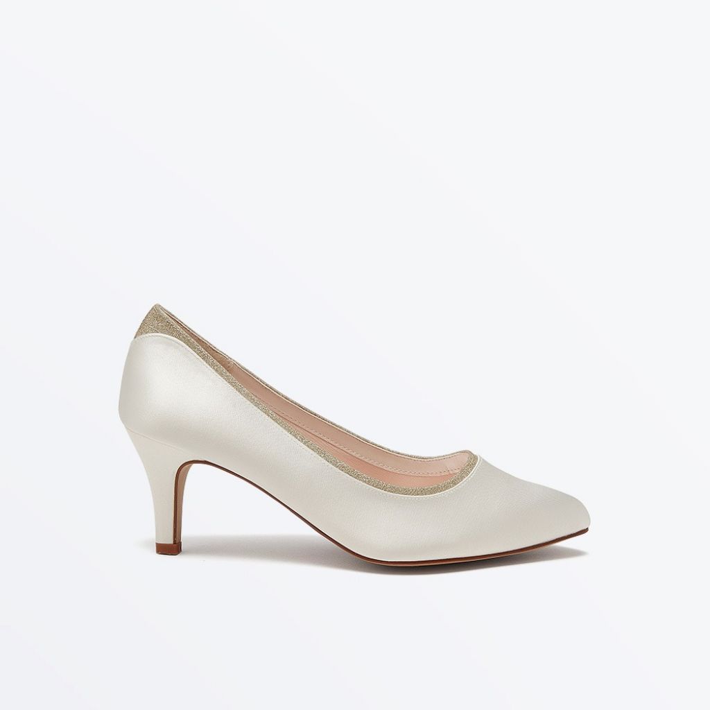 Jara - Wide Fit Ivory Satin Silver Shimmer Shoes