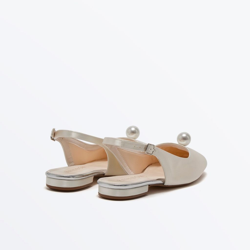 Parker - Pearl Detail Flat Wedding Slingback