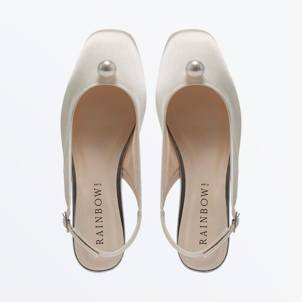Parker - Pearl Detail Flat Wedding Slingback