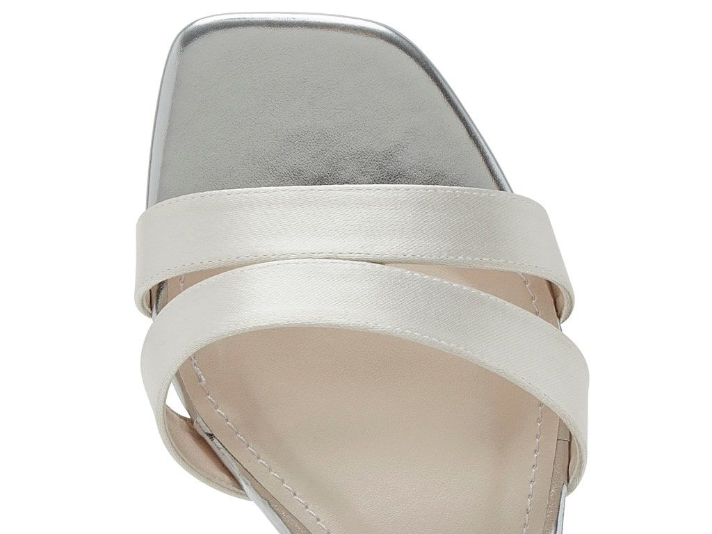 Zara - Ivory Satin Low Heel Wedding Sandals