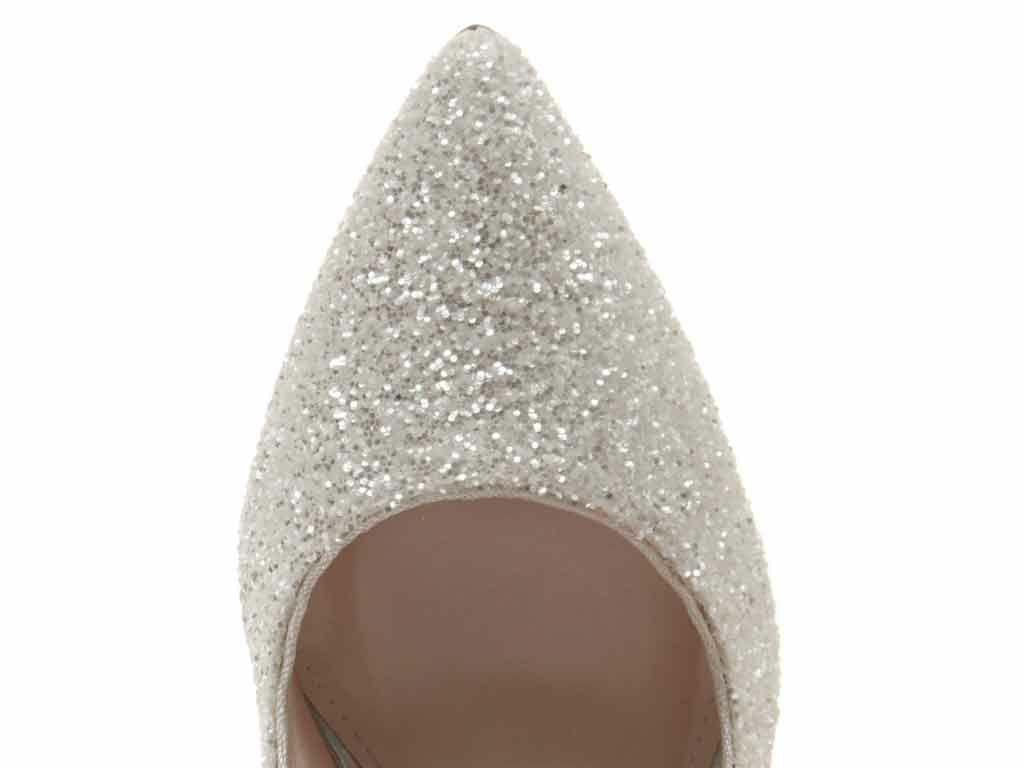 Coco - Ivory Snow Glitter Wedding Court Shoes