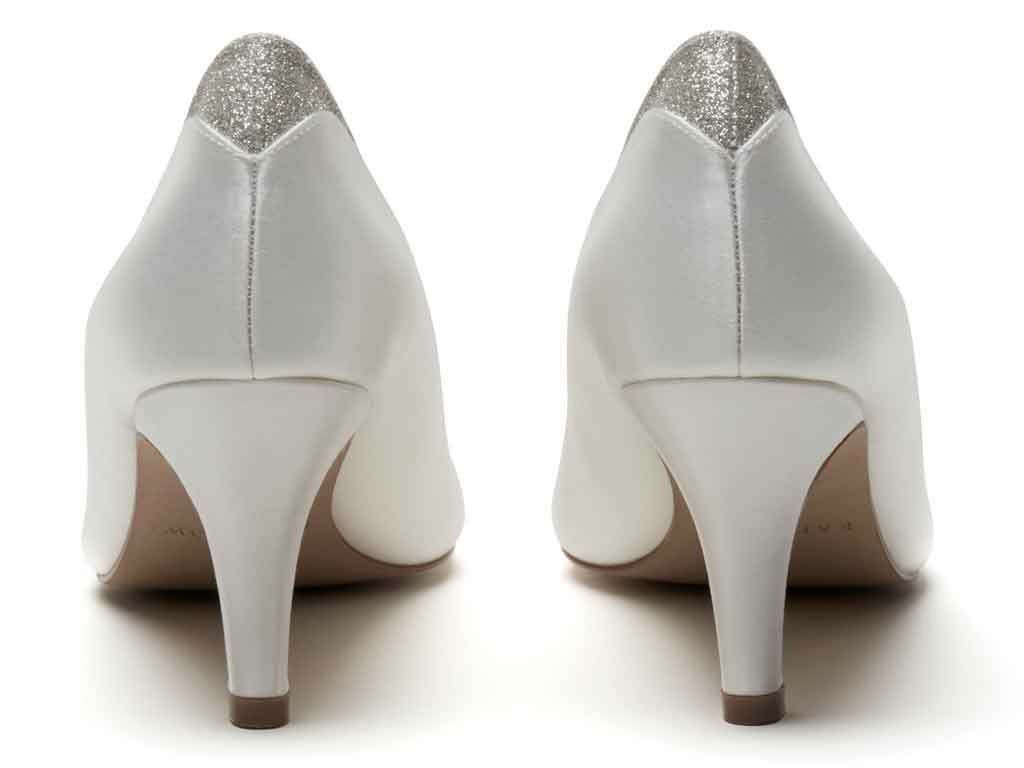 Jara - Wide Fit Ivory Satin Silver Shimmer Shoes