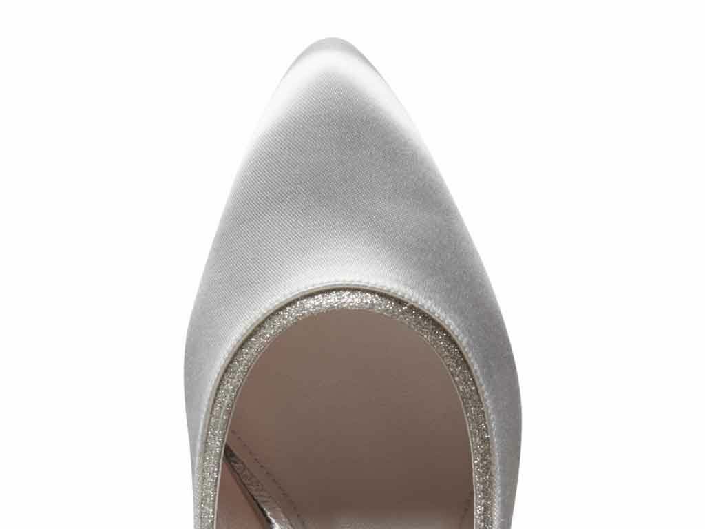 Jara - Wide Fit Ivory Satin Silver Shimmer Shoes
