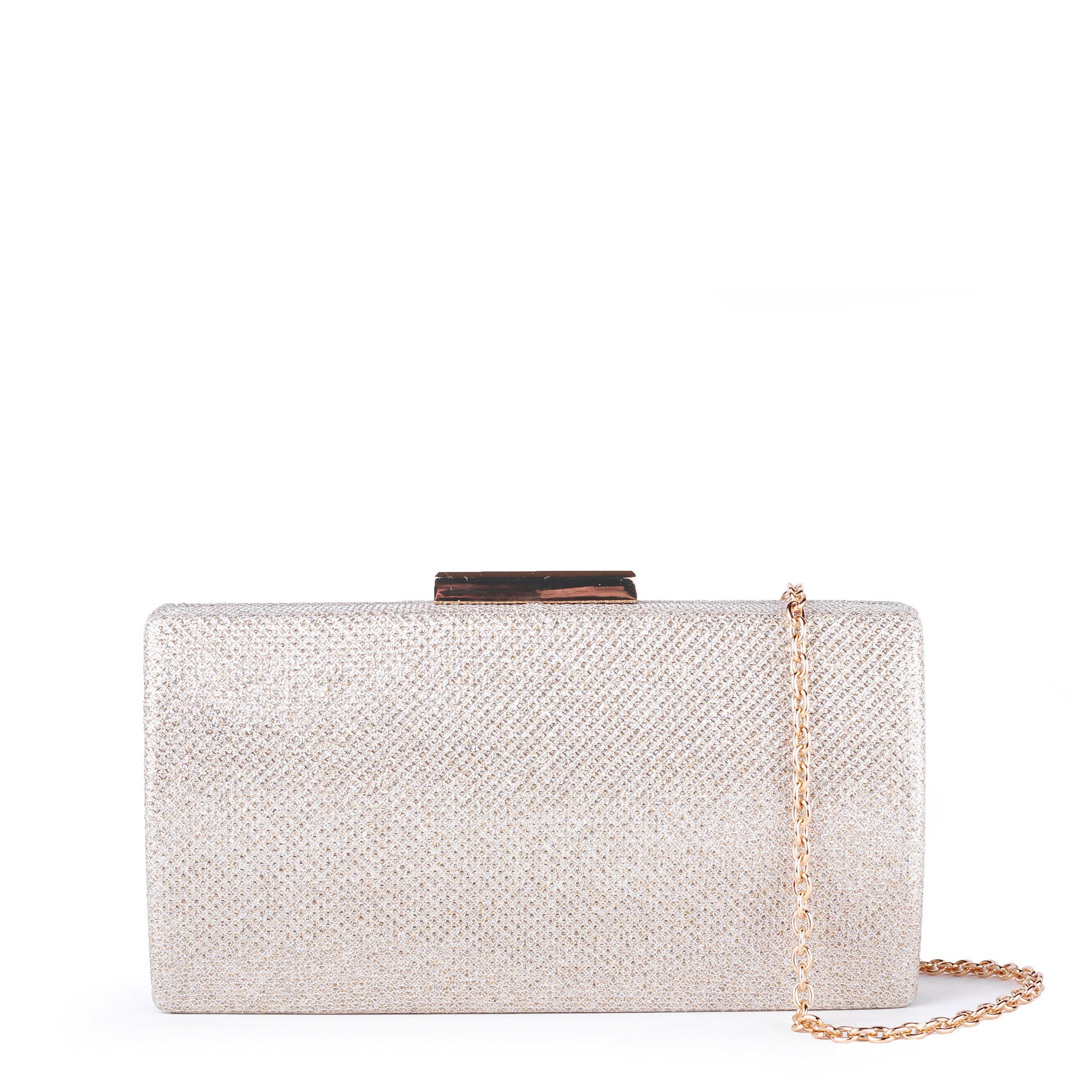 Dionne - Champagne Glitter Box Clutch Bag