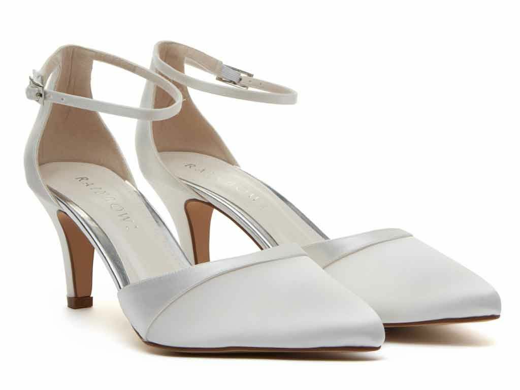 Harper - Ivory Satin Ankle Strap Wedding Shoes