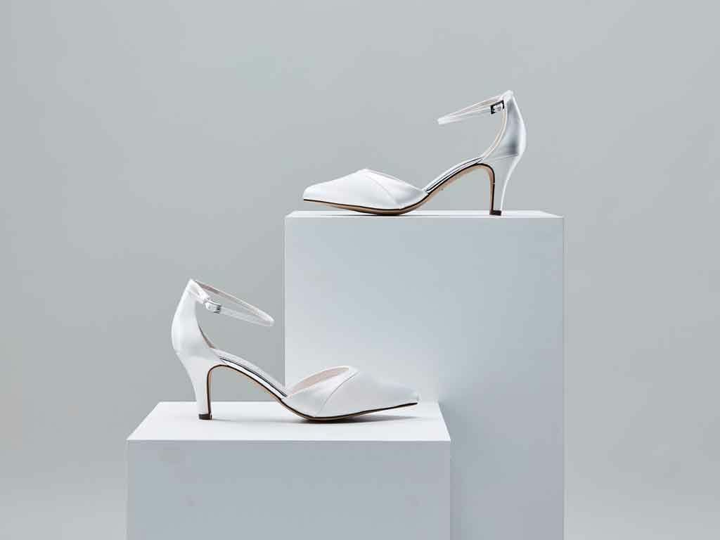 Harper - Ivory Satin Ankle Strap Wedding Shoes