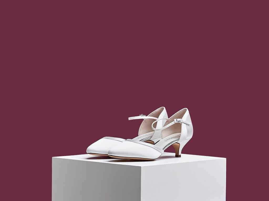 Brianna - Ivory Satin Low Heel Wedding Shoes