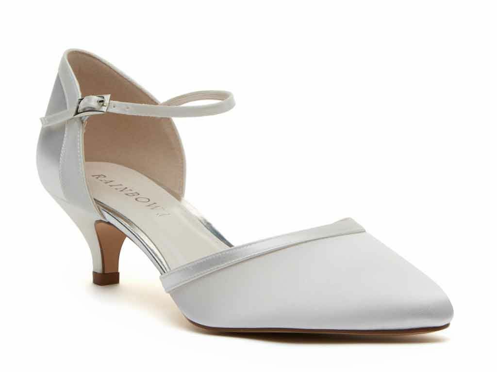 Brianna - Ivory Satin Low Heel Wedding Shoes
