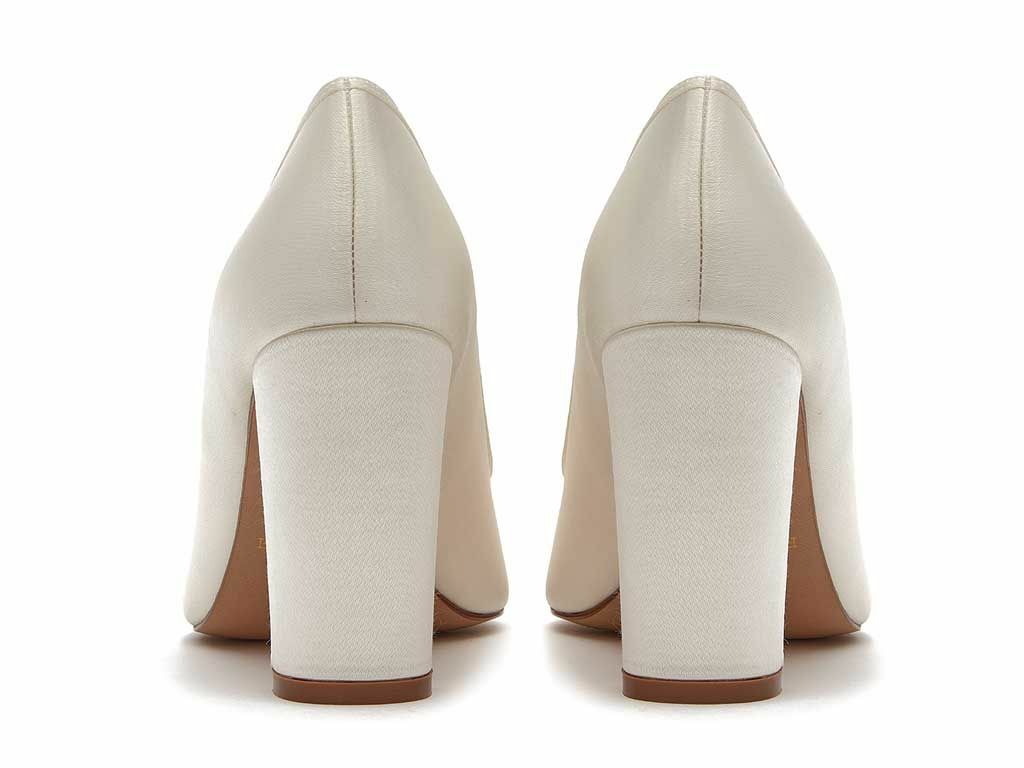 Keily - Ivory Satin Block Heel Wedding Shoes
