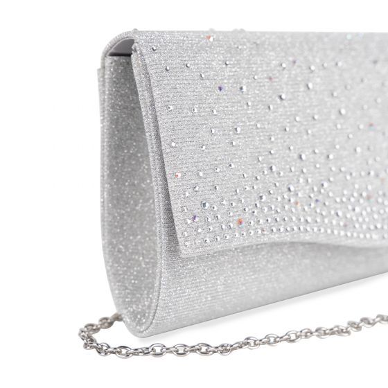 Deja - Silver Glitter Clutch Bag