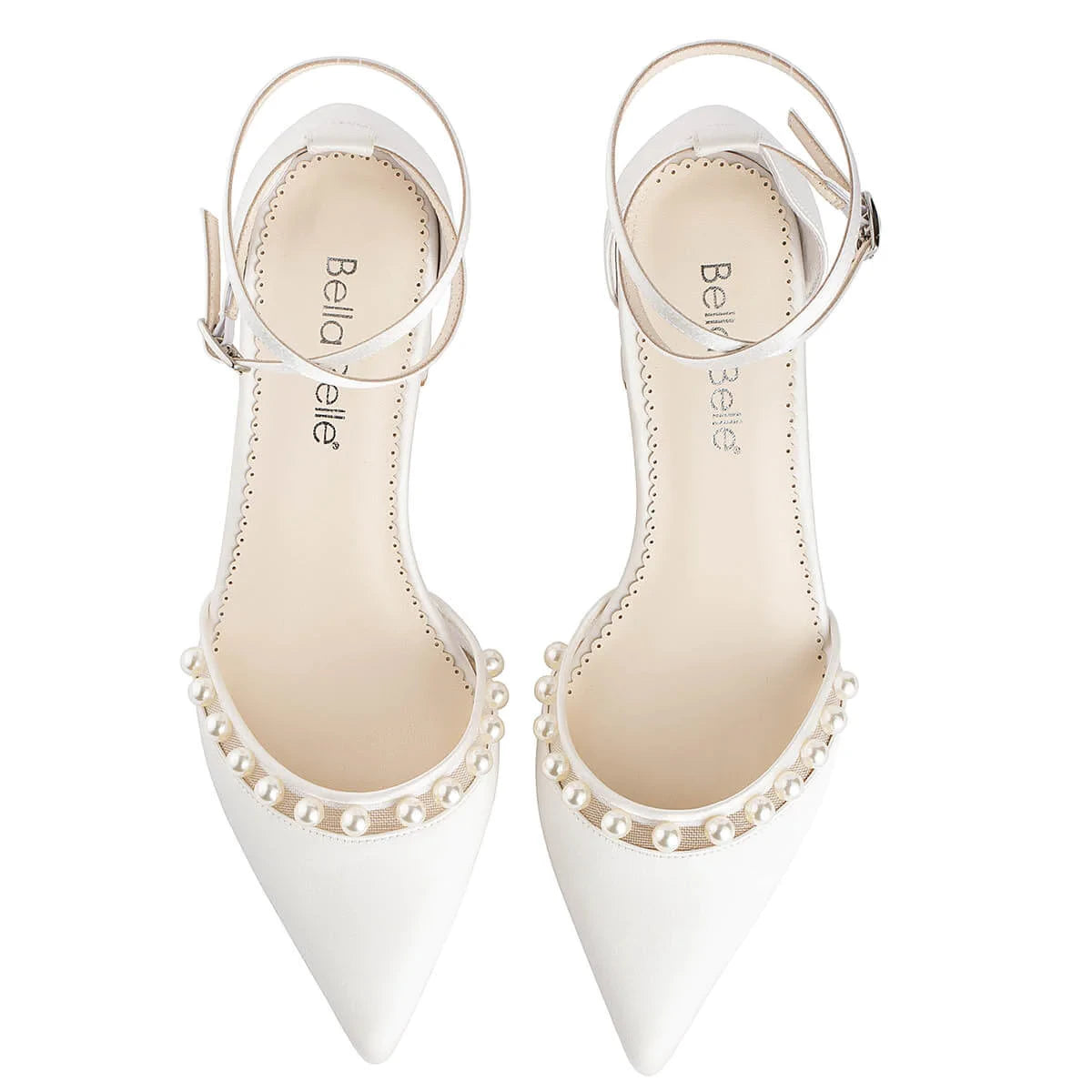 Emery - Double Ankle Strap Pearl Block Heel Wedding Shoes