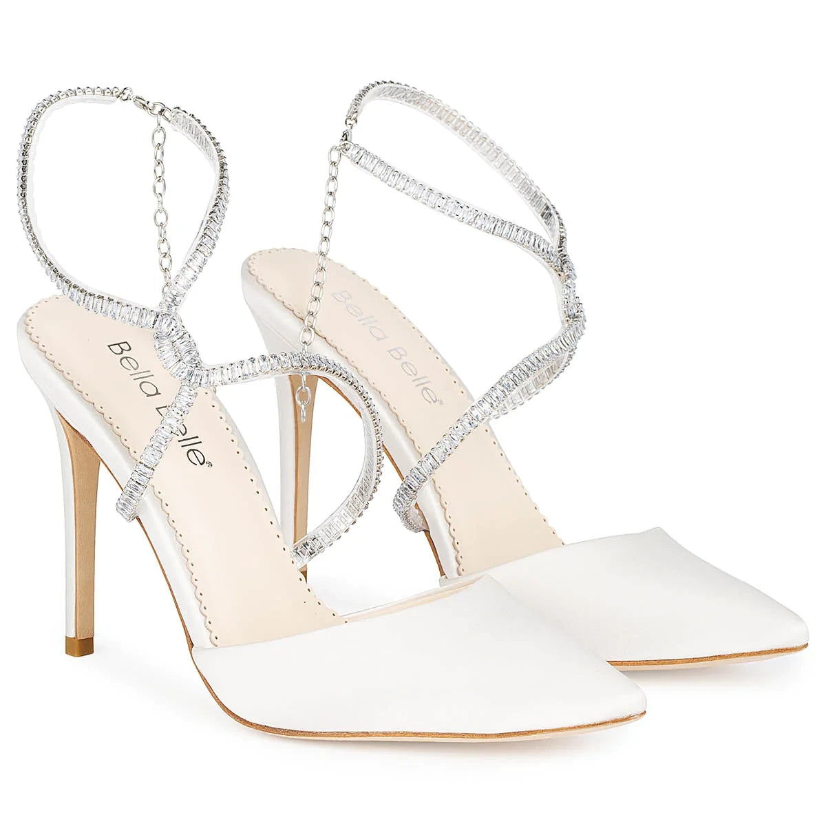 Sidney - Ivory Crystal Strappy High Heels