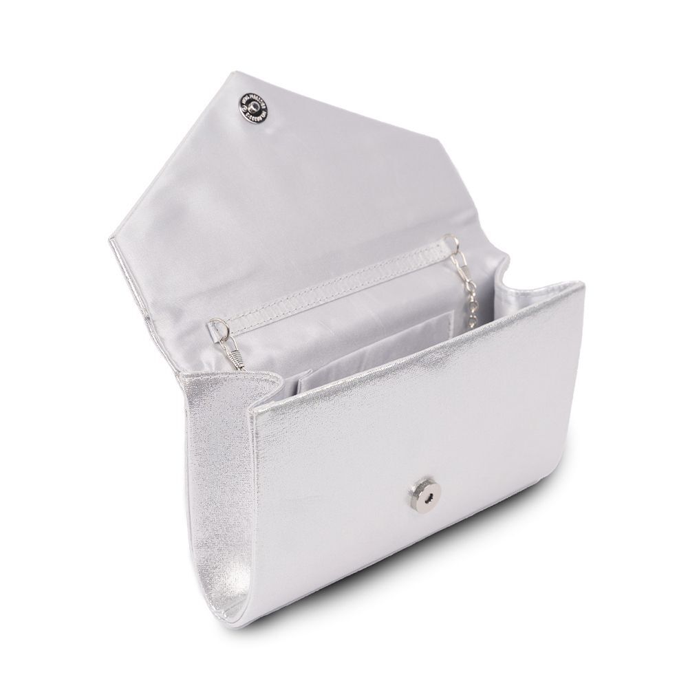 Devora - Silver Clutch Bag with Crystal Detail
