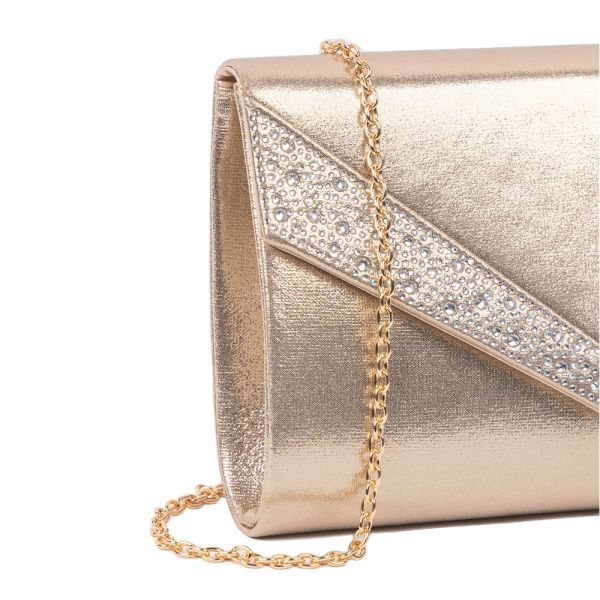 Devora - Champagne Clutch Bag with Crystal Detail
