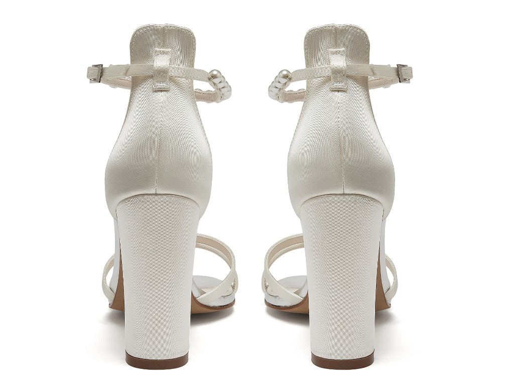 Lena - Ivory Block Heel Wedding Sandals