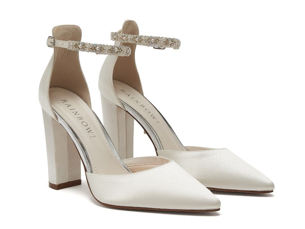 Amelie - Ivory Ankle Strap Wedding Shoes