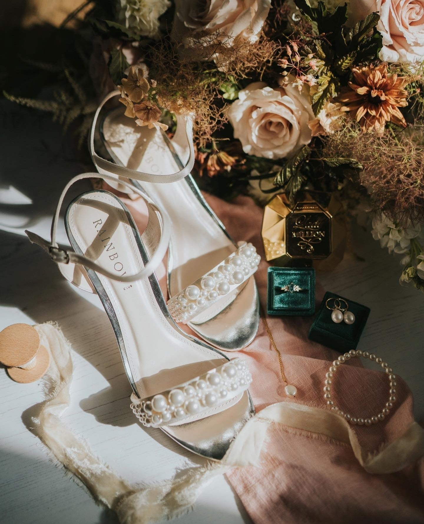 Emma - Wide Fit Pearl Detail Wedding Sandals
