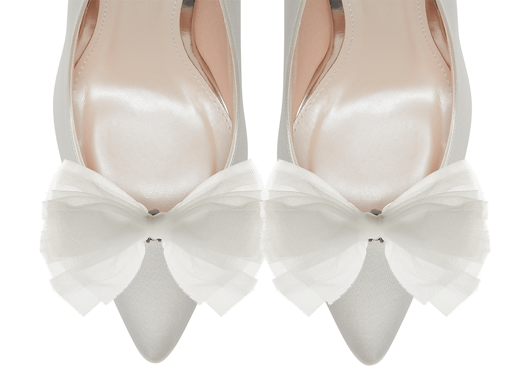 Blaire - Chiffon Bow Wedding Shoe Clips