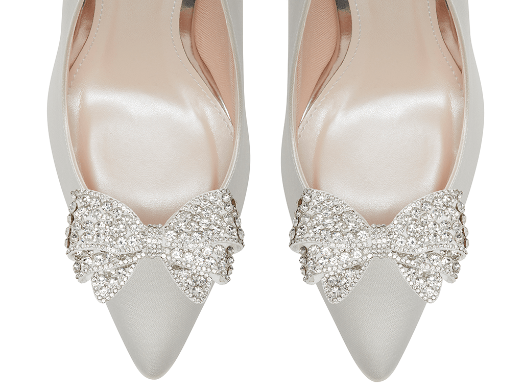 Quinn - Diamante Bow Bridal Shoe Clips