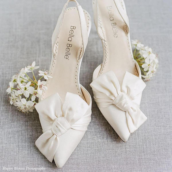 Reese - Pointed Toe Slingback Wedding Shoes with Bow