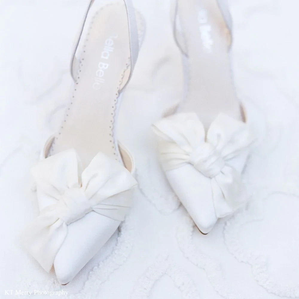Reese - Pointed Toe Slingback Wedding Shoes with Bow