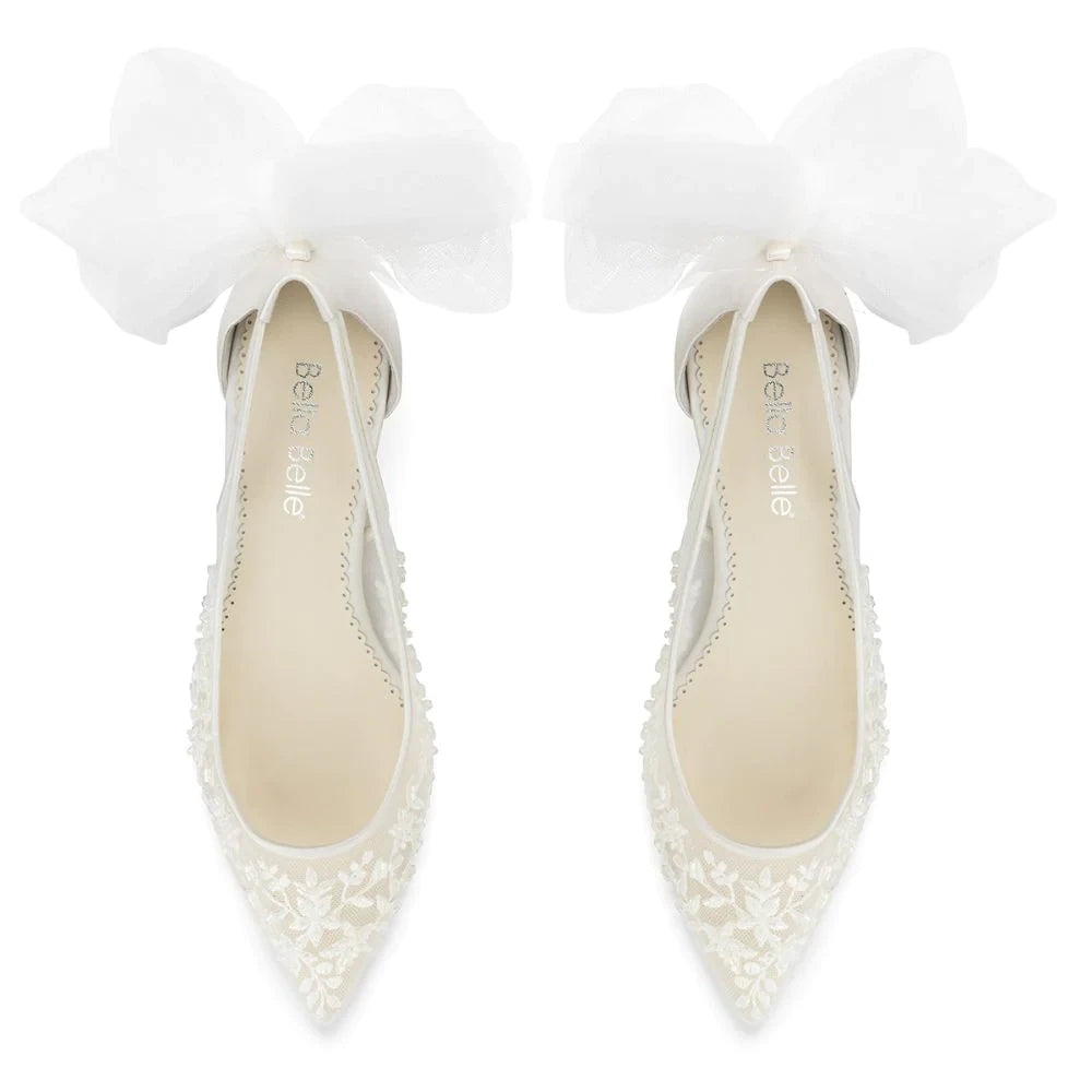 Easton Block Heel Wedding Shoes With Tulle Bow